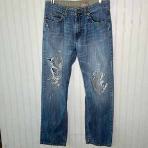 Wrangler Premium Denim Straight Fit Distressed Jeans Size 34